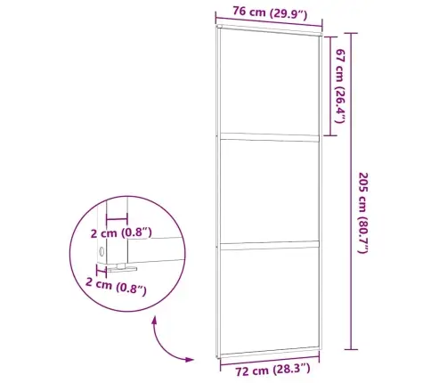 Klaasuks Jõhvisaega Töödeldud Must 90 X 2 X 205 Cm Alumiinium