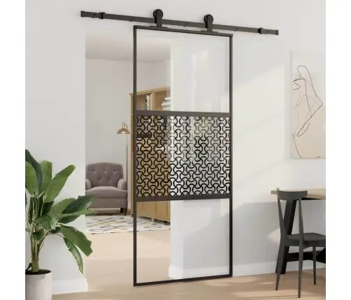 Stiklinės Durys „Fretwork“ Juoda 90 X 2 X 205 Cm Aliuminis