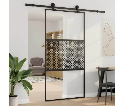 Klaasuks Jõhvisaega Töödeldud Must 90 X 2 X 205 Cm Alumiinium