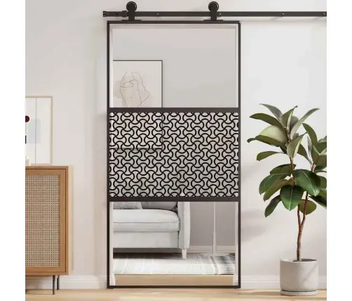 Klaasuks Jõhvisaega Töödeldud Must 90 X 2 X 205 Cm Alumiinium