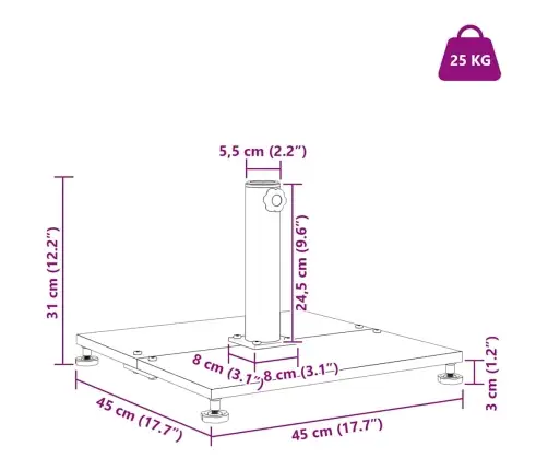 Āra Lietussarga Statīvi Tumši Pelēka 45 X 45 X 31 Cm Tērauds Vidaxl