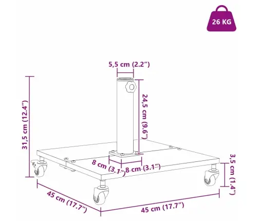 Āra Lietussarga Statīvi Tumša Koka 45 X 45 X 31.5 Cm Tērauds Vidaxl