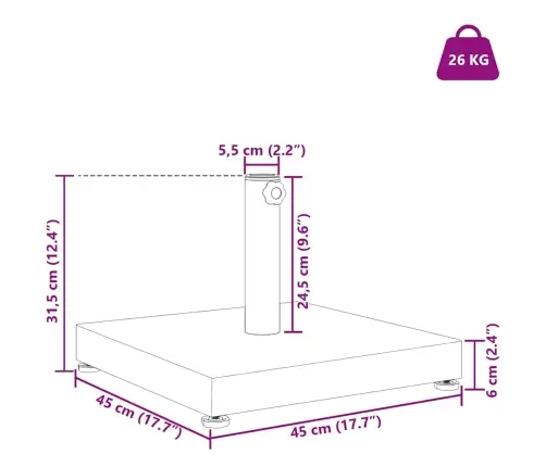 Āra Lietussarga Statīvi Melna 45 X 45 X 31.5 Cm Tērauds, Betons Vidaxl