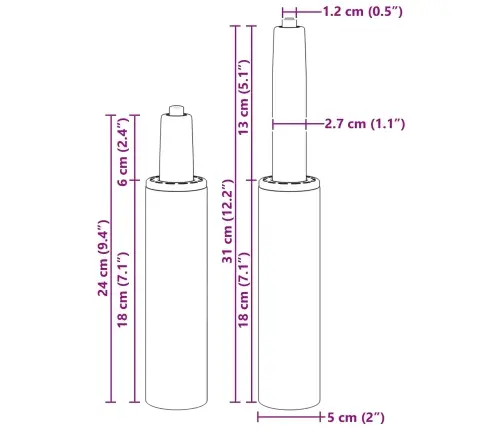 Biuro Kėdės Dujų Cilindras Juoda 239-309 Mm Geležis