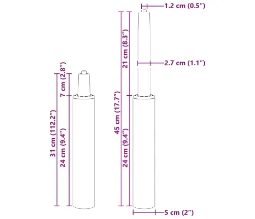 Biuro Kėdės Dujų Cilindras Juoda 307-447 Mm Geležis