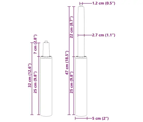 Biuro Kėdės Dujų Cilindras Juoda 318-473 Mm Geležis