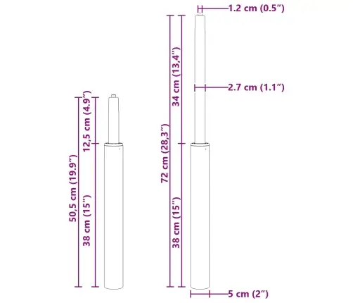 Biuro Kėdės Dujų Cilindras Juoda 505-720 Mm Geležis