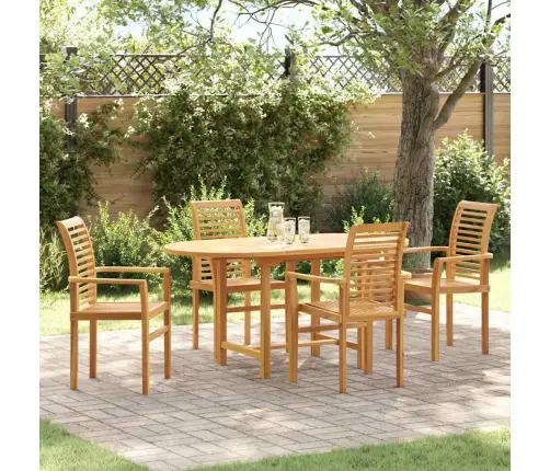 5 Daļu Dārza Ēdamgalds No Cietkoksnes Teak Vidaxl