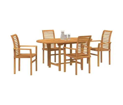 5 Daļu Dārza Ēdamgalds No Cietkoksnes Teak Vidaxl