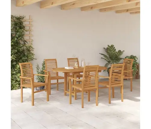 7 Daļu Dārza Galda Komplekts, Cietais Teak Koks Vidaxl