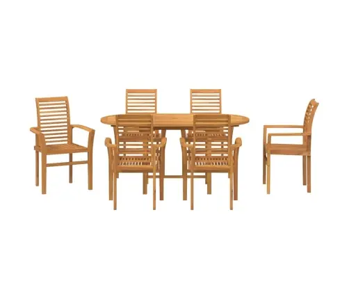 7 Daļu Dārza Galda Komplekts, Cietais Teak Koks Vidaxl