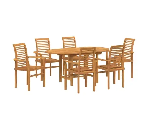 7 Daļu Dārza Galda Komplekts, Cietais Teak Koks Vidaxl