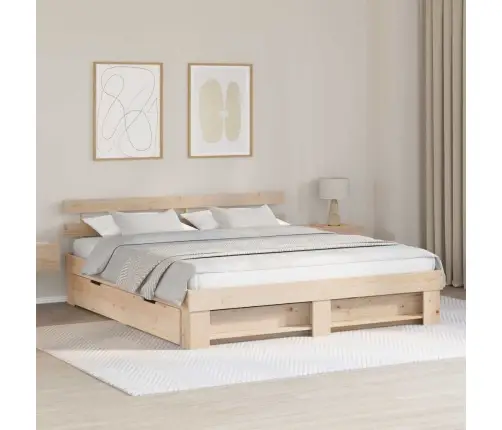 Gultas Rāmis Ar Atvilktni Brūna 200 X 200 Cm Masīvkoka Priede Vidaxl