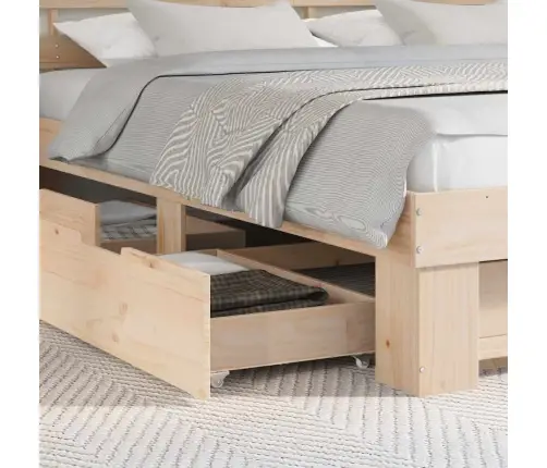 Gultas Rāmis Ar Atvilktni Brūna 200 X 200 Cm Masīvkoka Priede Vidaxl