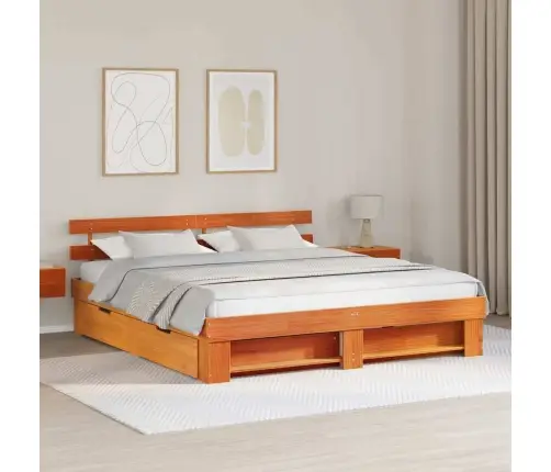 Voodi Raam Peaga Sahtliga Vahapruun 200 X 200 Cm Tahke Mänd