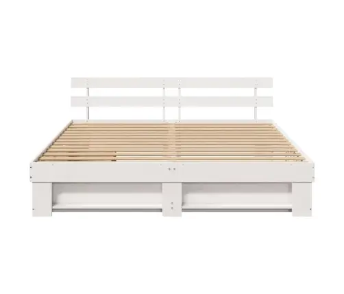 Lovos Rėmas Su Stalčių Balta 180 X 200 Cm Kietos Pušies Mediena