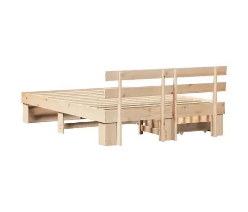 Gultas Rāmis Ar Atvilktni Brūna 160 X 200 Cm Masīvkoka Priede Vidaxl