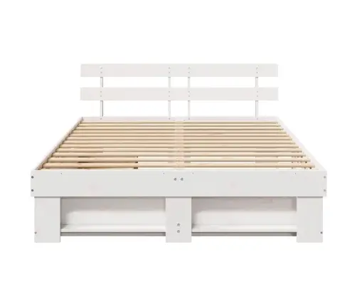 Lovos Rėmas Su Stalčių Balta 160 X 200 Cm Kietos Pušies Mediena