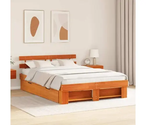 Lovos Rėmas Vaško Ruda 160 X 200 Cm Kietos Pušies Mediena