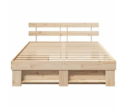 Gultas Rāmis Ar Atvilktni Brūna 150 X 200 Cm Masīvkoka Priede Vidaxl