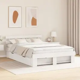 Lovos Rėmas Su Stalčių Balta 150 X 200 Cm Kietos Pušies Mediena Lovos Rėmas Su Stalčių Balta 150 X 200 Cm Kietos Pušies Mediena