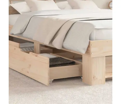 Lovos Rėmas Su Stalčių Ruda 140 X 200 Cm Kietos Pušies Mediena