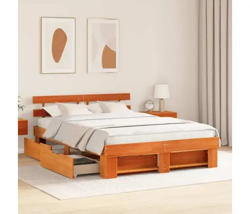 Lovos Rėmas Vaško Ruda 140 X 200 Cm Kietos Pušies Mediena