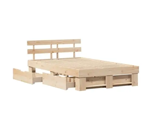 Gultas Rāmis Ar Atvilktni Ar Galvas Klāju Ar Uzglabāšanu Brūna 120 X 200 Cm Priežu Koks Vidaxl