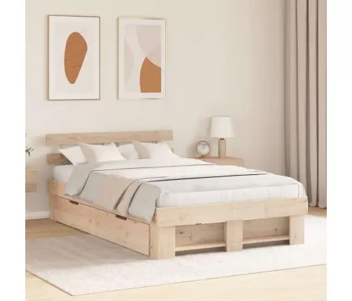 Gultas Rāmis Ar Atvilknēm 140 X 190 Cm - Masīvkoks Priedes Vidaxl