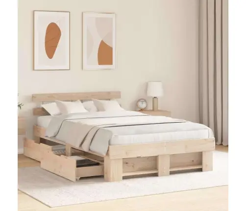 Gultas Rāmis Ar Atvilknēm 140 X 190 Cm - Masīvkoks Priedes Vidaxl