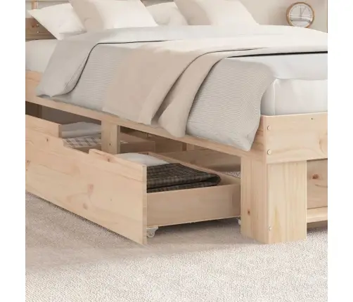 Voodi Raam Peaga Sahtliga Pruun 135 X 190 Cm Tahke Mänd