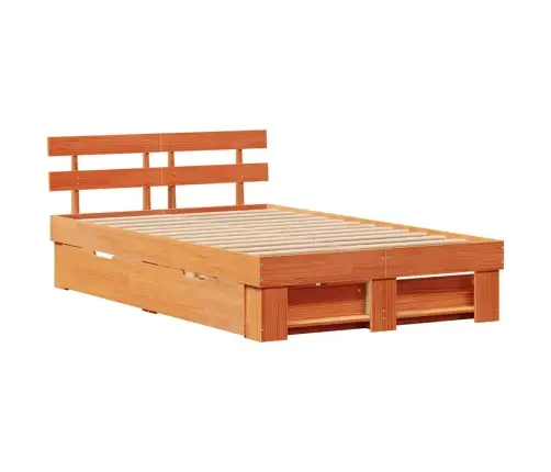Gultas Rāmis Ar Atvilktnēm - Vaskota Brūnā Krāsā, 135 X 190 Cm, Ciets Priedes Koks Vidaxl Gultas Rāmis Ar Atvilktnēm - Vaskota Brūnā Krāsā, 135 X 190 Cm, Ciets Priedes Koks Vidaxl