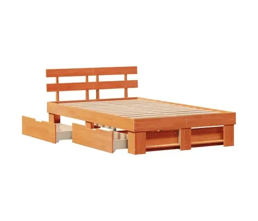 Gultas Rāmis Ar Atvilktnēm - Vaskota Brūnā Krāsā, 135 X 190 Cm, Ciets Priedes Koks Vidaxl Gultas Rāmis Ar Atvilktnēm - Vaskota Brūnā Krāsā, 135 X 190 Cm, Ciets Priedes Koks Vidaxl