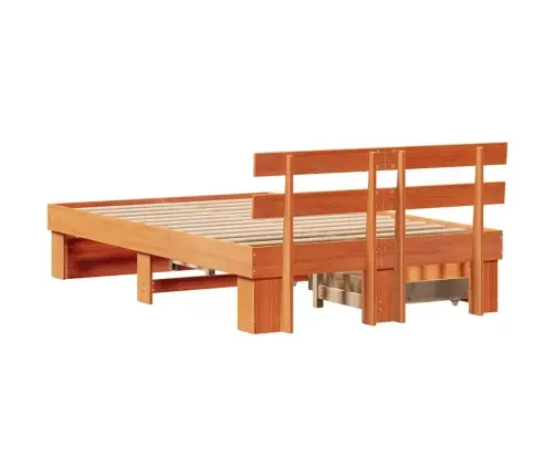 Gultas Rāmis Ar Atvilktnēm - Vaskota Brūnā Krāsā, 135 X 190 Cm, Ciets Priedes Koks Vidaxl Gultas Rāmis Ar Atvilktnēm - Vaskota Brūnā Krāsā, 135 X 190 Cm, Ciets Priedes Koks Vidaxl