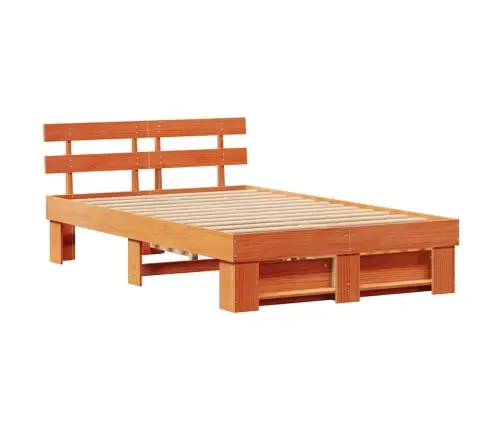 Gultas Rāmis Ar Atvilktni Ar Galvas Klāju Ar Uzglabāšanu Vaska Brūna 120 X 190 Cm Masīvkoks Vidaxl