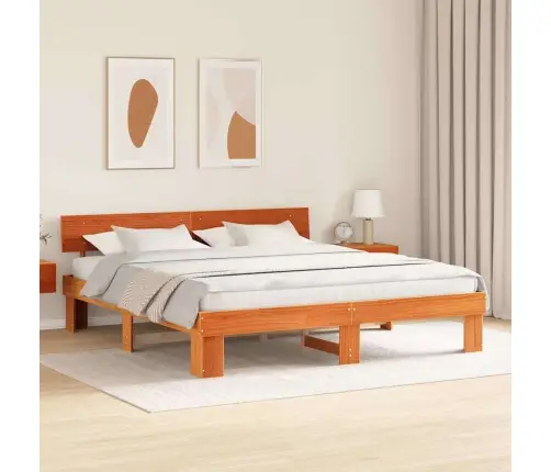 Gultas Rāmis Vaska Brūna 200 X 200 Cm Masīvkoka Priede Vidaxl