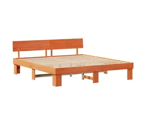 Gultas Rāmis Vaska Brūna 200 X 200 Cm Masīvkoka Priede Vidaxl