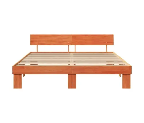 Gultas Rāmis Vaska Brūna 200 X 200 Cm Masīvkoka Priede Vidaxl