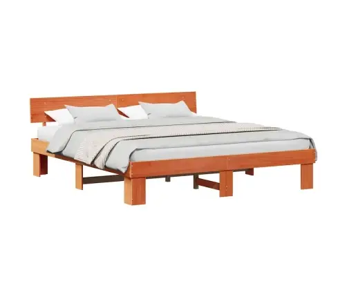 Gultas Rāmis Vaska Brūna 200 X 200 Cm Masīvkoka Priede Vidaxl