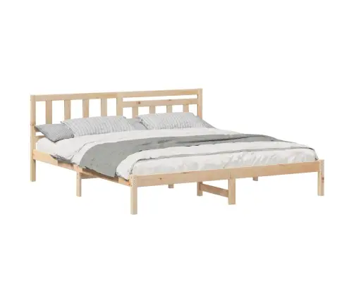 Voodi Raam Peaga Pruun 200 X 200 Cm Tahke Mänd