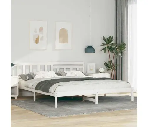 Gultas Rāmis Balts 200 X 200 Cm Masīvkoka Priede Vidaxl