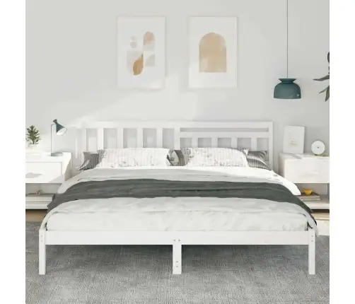 Gultas Rāmis Balts 200 X 200 Cm Masīvkoka Priede Vidaxl
