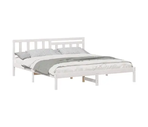 Gultas Rāmis Balts 200 X 200 Cm Masīvkoka Priede Vidaxl