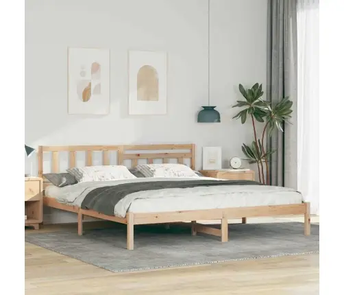 Gultas Rāmis Brūna 180 X 200 Cm Masīvkoka Priede Vidaxl