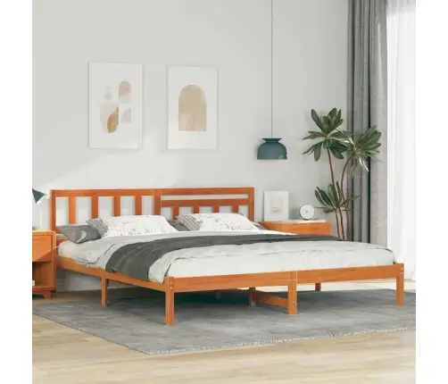 Gultas Rāmis Vaska Brūna 180 X 200 Cm Masīvkoka Priede Vidaxl