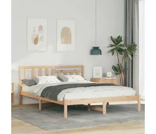 Gultas Rāmis Brūna 150 X 200 Cm Masīvkoka Priede Vidaxl