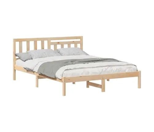 Gultas Rāmis Brūna 150 X 200 Cm Masīvkoka Priede Vidaxl