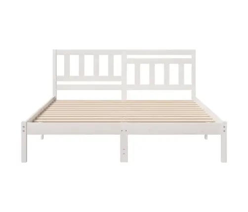 Voodi Raam Peaga Valge 150 X 200 Cm Tahke Mänd