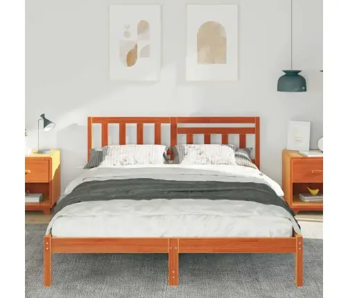 Gultas Rāmis Vaska Brūna 150 X 200 Cm Masīvkoka Priede Vidaxl