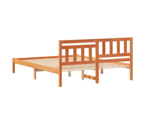 Gultas Rāmis Vaska Brūna 150 X 200 Cm Masīvkoka Priede Vidaxl